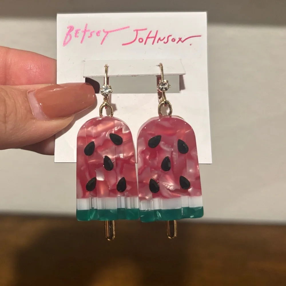 Betsey Johnson Pink and Green Popsicle Earrings - Picture 1 of 3